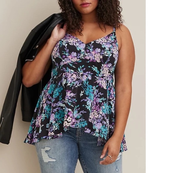 TORRID NWT PEPLUM STUDIO CREPE DE CHINE TOP - Picture 4 of 7
